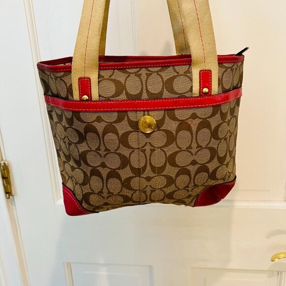 Y2K 2000 Hobo Coach Heritage Signature Stripe Pink/Tan Tote Bag Vintage - Picture 14 of 16